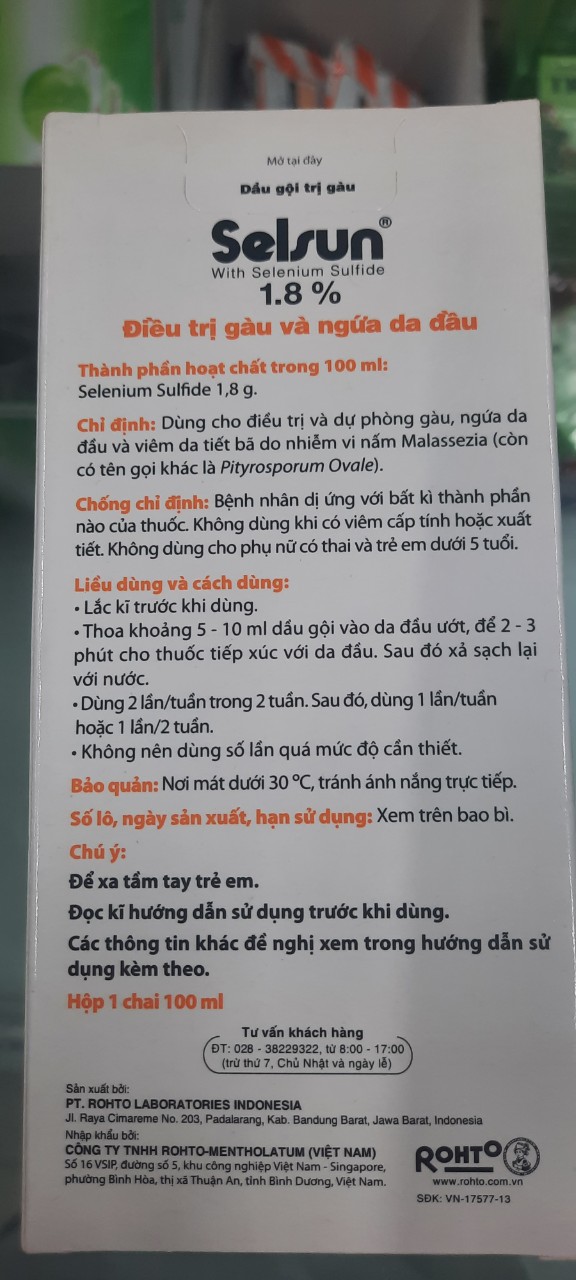 Dầu Gội  Selsun 1.8% Chai 100ml
