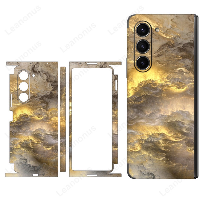 Full Cover Dazzling Skin for Samsung Galaxy Z Fold 5 4 3 2 Decal Back + Hinge + Side Protector Film 3M Wrap Colorful Sticker