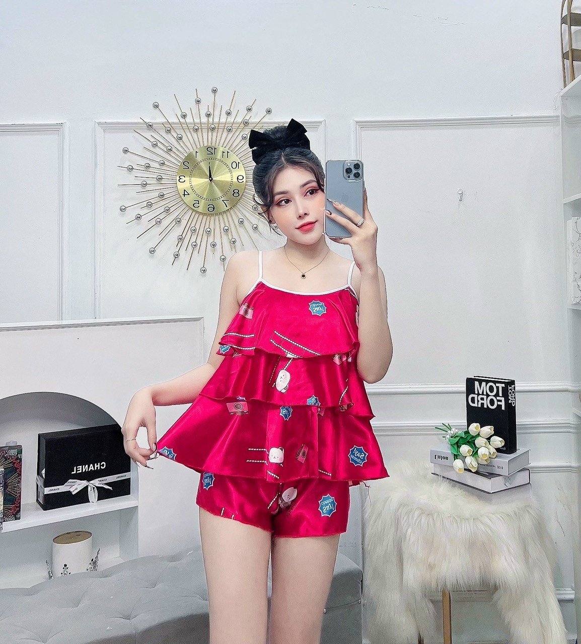 Bộ đồ đùi 2 dây phối tầng xinh quá