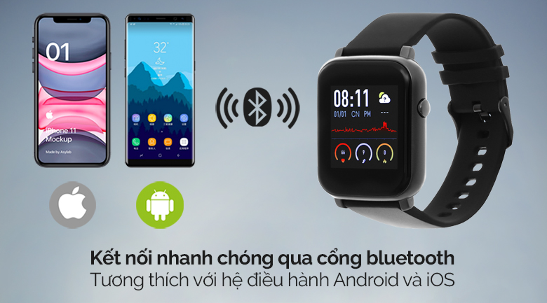 Đồng hồ thông minh BeU B1 Đen - hồng