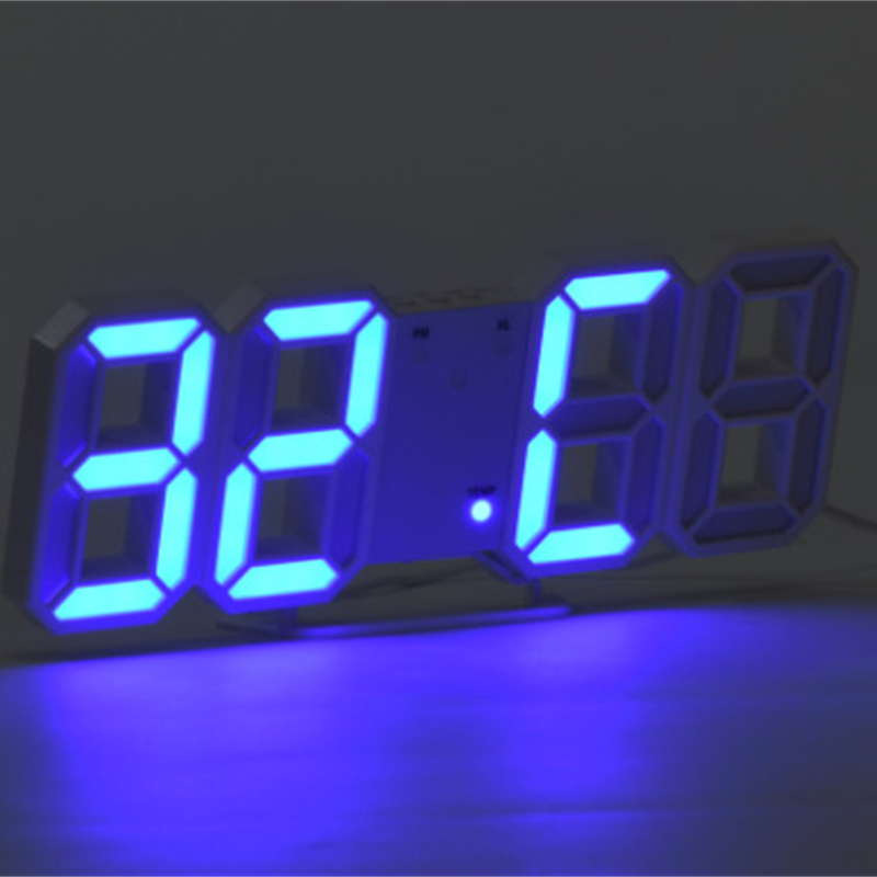 Desktop clock, 3D luminous digital clock, wall-mounted voice-activated silent alarm clock, intelligent light sensitive