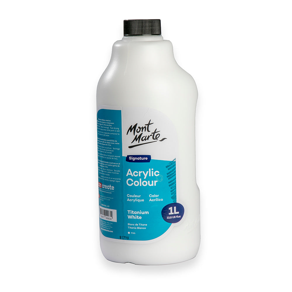 Mont Marte Acrylic Color Paint 1 litre-Titanium White.