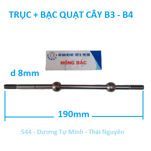 10 bộ trục và bạc quạt cây B3 -B4  dài 19cm