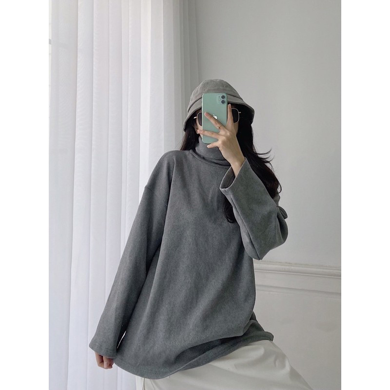 Áo cổ lọ, dáng rộng, tay dài