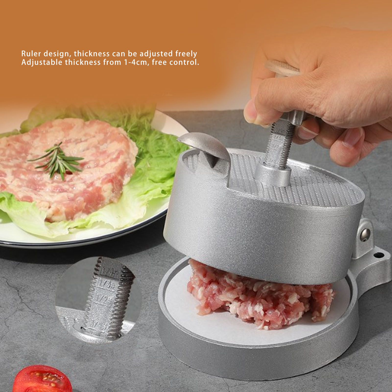 Burger%20Press%20Aluminum%20Alloy%20Adjustable%20Thickness%20Hamburger%20Patty%20Maker%20Multifunction%20for%20Meat%20Patties%20-%20Image%204