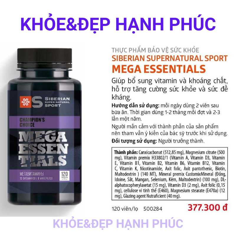 Super Natural Sport Mega Essentials – 120 viên/lọ