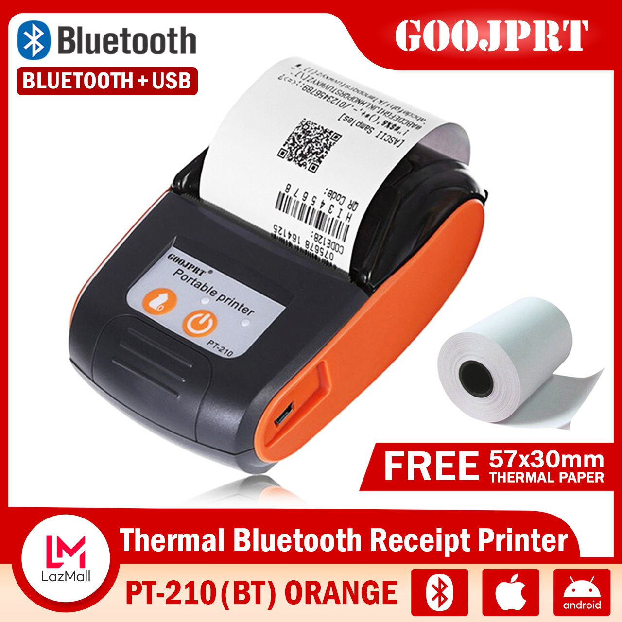 Goojprt Pt 210 Portable Bluetooth Thermal Printer Handheld 58mm Receipt Printer For Mini Printer 0263