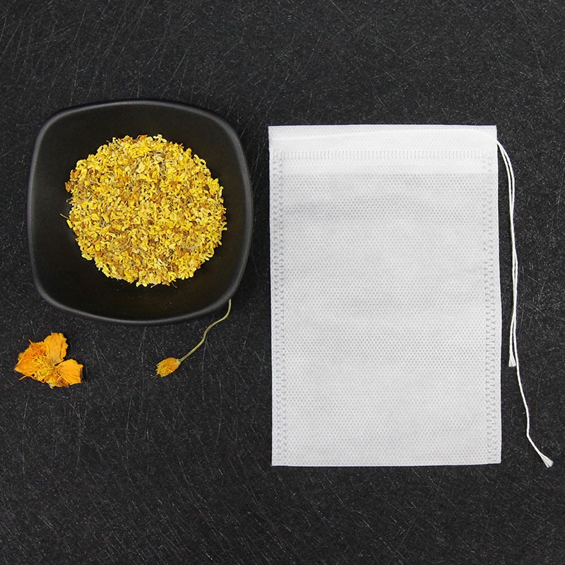 100 Túi Lọc Trà ( 7x9 CM ), Thảo Dược, Cà Phê Có Dây Rút Chất Liệu Vải Không Dệt - HVL TEA