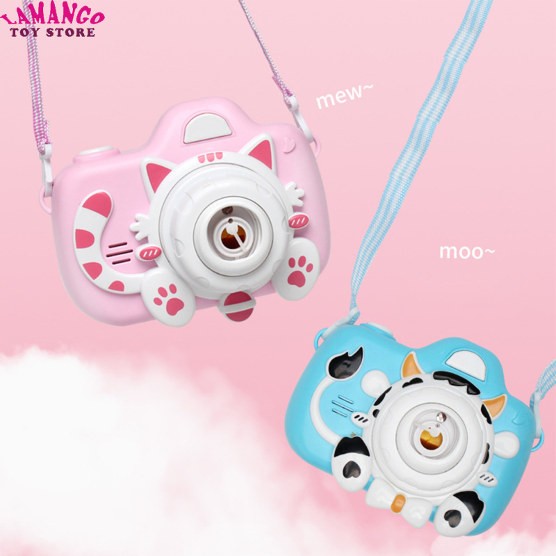 Lamango Fast Delivery Bubble Machine For Kids Cute Cartoon Cat Cow Automatic Bubble Blowing Machine With Light Music Toys For Outdoor Party