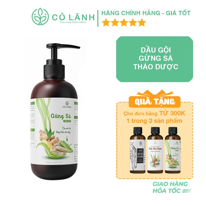 Dầu gội thảo dược gừng sả Cỏ Lành 500ml - Tinh chất 100% từ thảo dược
