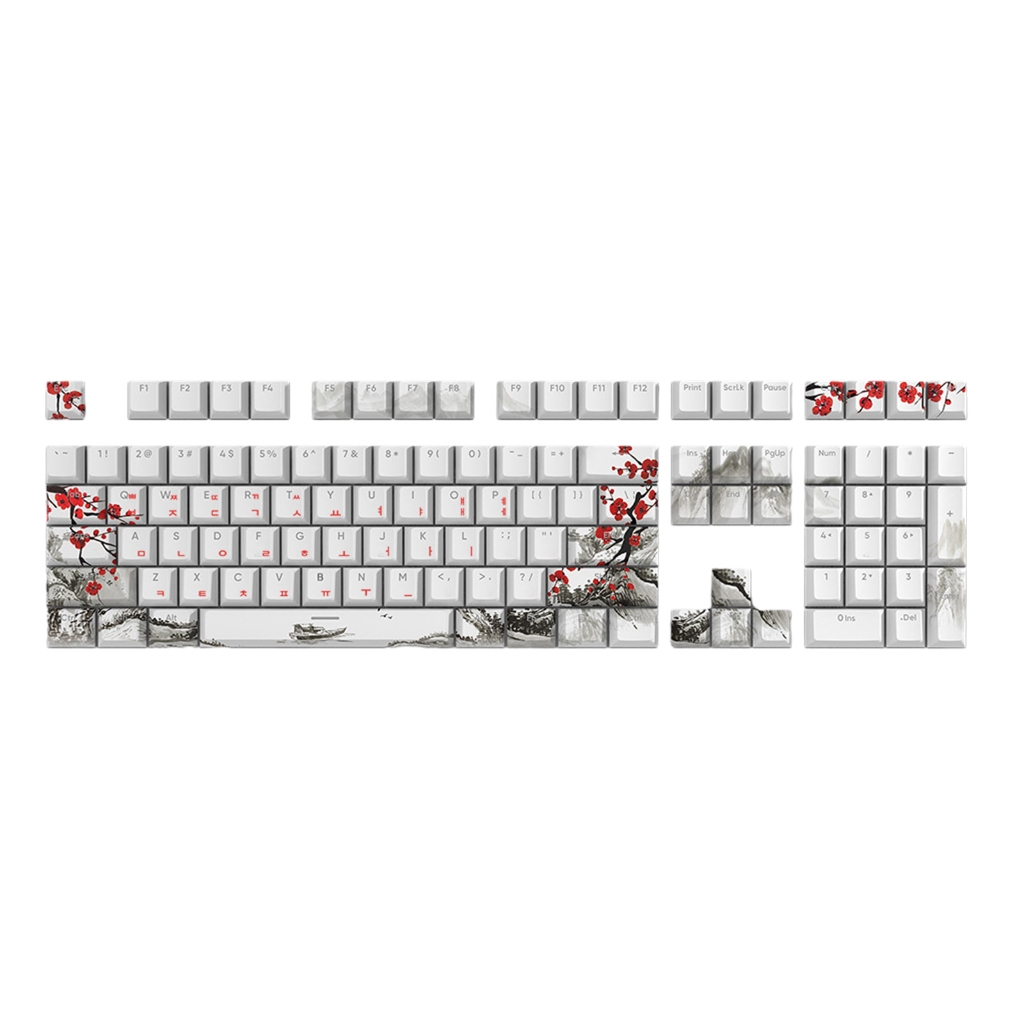 108 Keys Keycaps Plum Blossom Mechanical Keycap OEM PBT Russian Korean Japanese