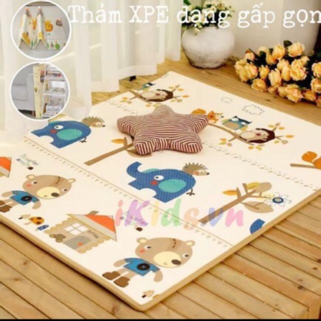 Thảm xốp oganic 1m8x2m dày dặn 2 mặt cao cấp dùng siêu thích cho bé giao hình ngẫu nhiên