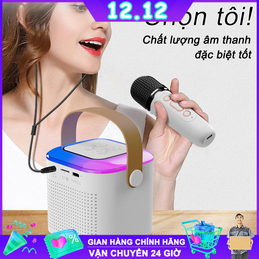 Mini karaoke Bluetooth speaker with wireless mic, wireless mic, wireless icro, support sound effects, loud speaker power, ultra bass, 5W power, bluetooth karaoke speaker, Bluetooth Mini speaker, mini karaoke speaker