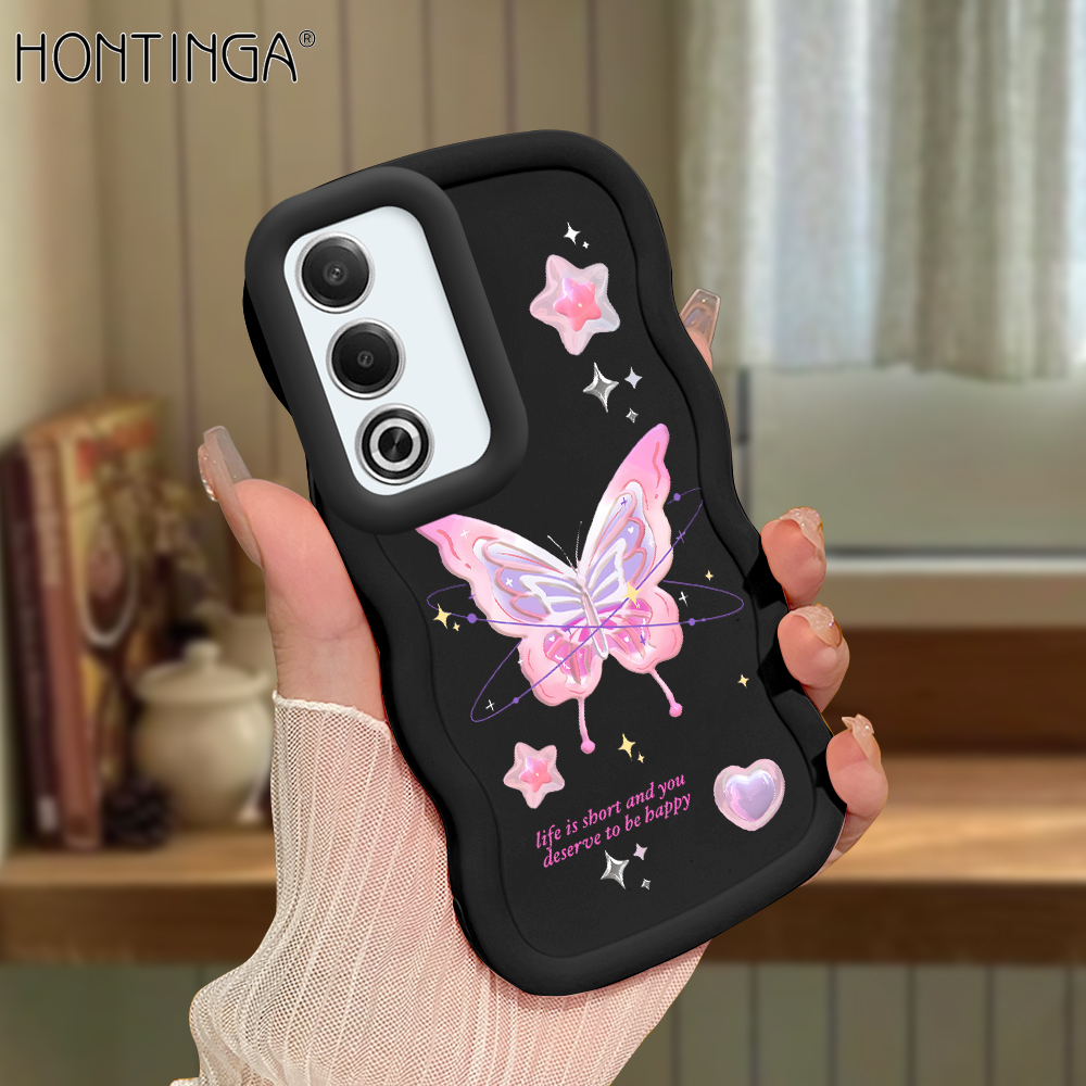Hontinga for OPPO A3 Pro A3 A3X 4G 5G Back Cover Pink Butterfly