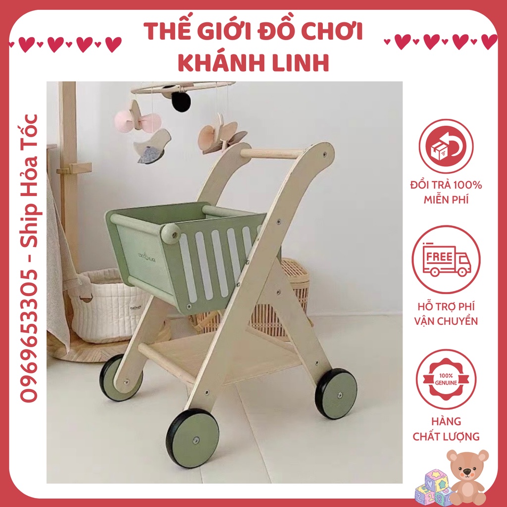 Đồ chơi xe đẩy siêu thị bằng gỗ  cho bé( nhiều mẫu)