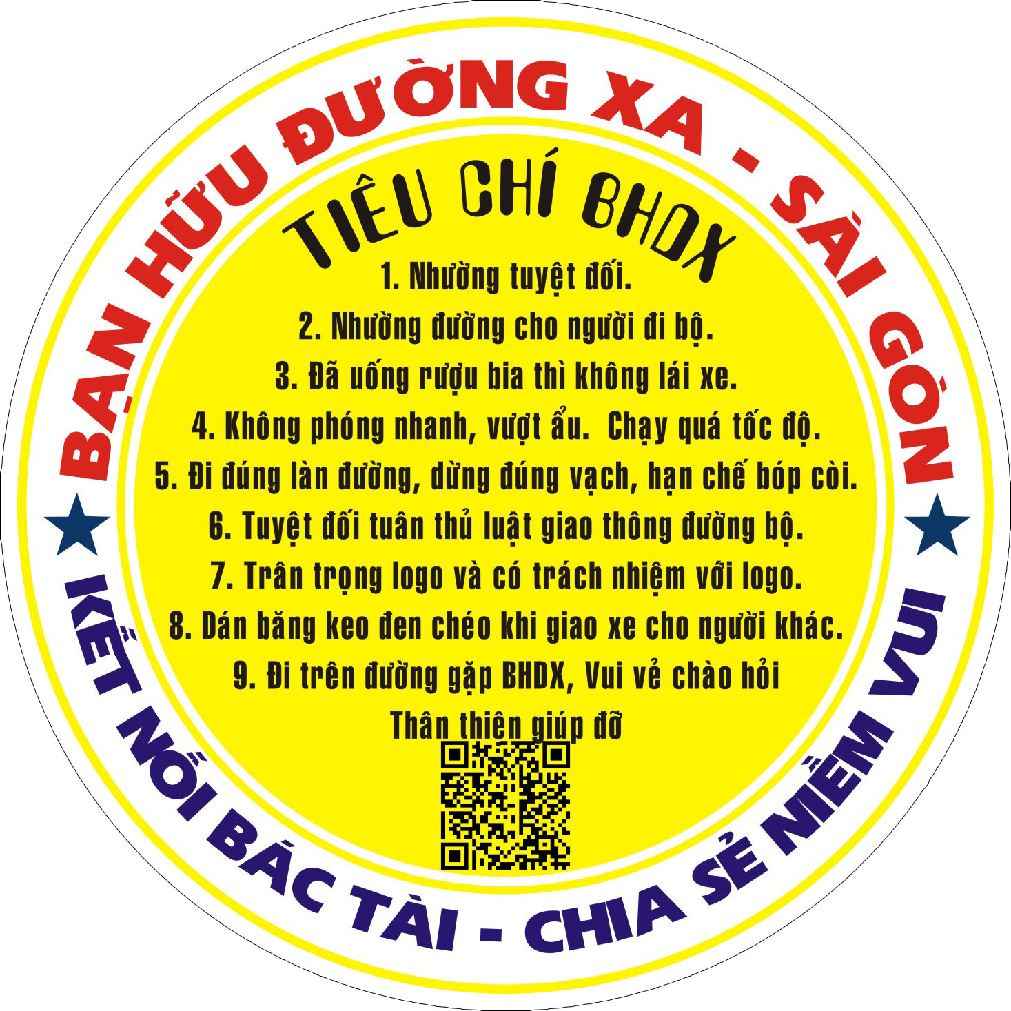 Sticker hình dán logo bạn hữu đường xa, nhiều kích cỡ