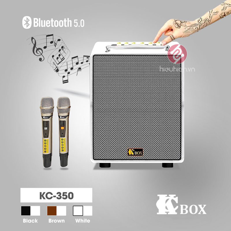 Loa karaoke bluetooth di động, loa kéo hát karaoke công suất lớn, loa xách tay karaoke di động kcbox kc-350, âm thanh cực chất, bass cực mạnh, loa da bọc gỗ, kết nối bluetooth 5.0, usb, aux, optical