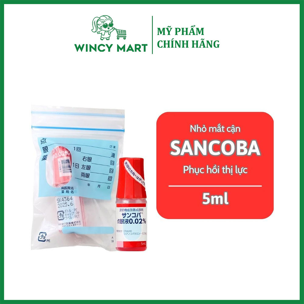 Dung dịch nhỏ mắt, dưỡng mắt cận, loạn thị sancoba ophthalmic solution 0.02%, giúp phục hồi thị lực nhật bản 5ml