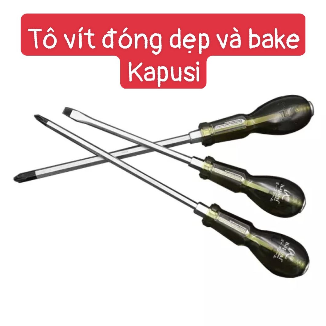 TÔ VÍT ĐÓNG DẸP HOẶC BA KE NHIỀU SIZE KAPUSI CHẮC CHẮN CỨNG CÁP ,tô vít đóng 6 ly hoặc 8 ly chiều dài thân tô vít đóng từ 10cm đến 20cm chất liệu Thép CR-V độ cứng cao, nhẹ, chịu lực, chịu nhiệt, chống xoắn, chống ăn mòn,