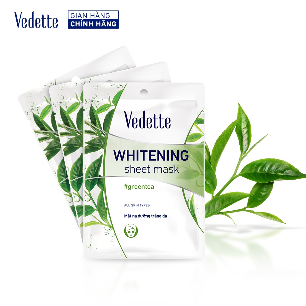 Combo 10 Mặt nạ giấy trắng da Vedette Trà Xanh 22ml