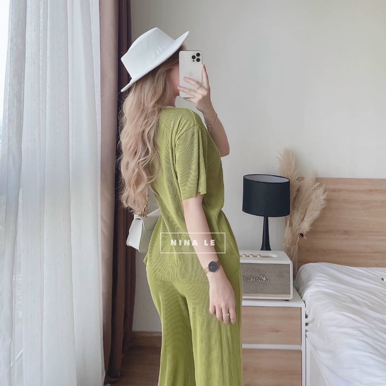 Set bộ nữ áo from rộng thun gân quần dại rộng ống suông mặc sang chảnh
