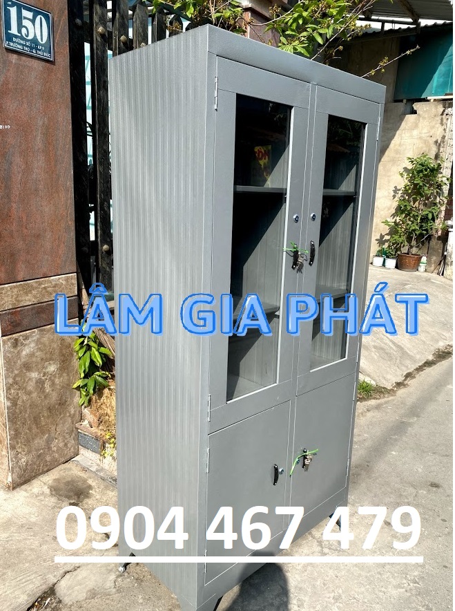 Tủ sắt hồ sơ văn phòng kính bằng sắt mới 100%