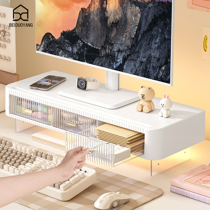 Desktop Computer Monitor, Elevated Office, Desktop Neck Protector, Screen Base, Bracket, Organizer, Storage Box, Lights
