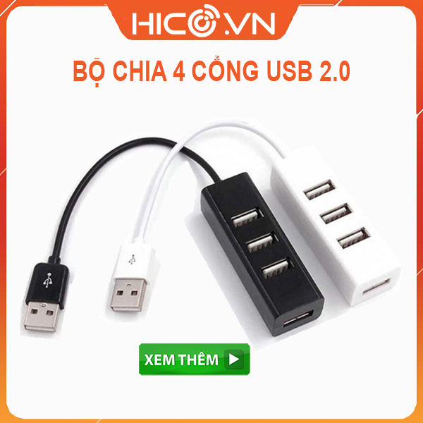 Bộ chia 4 Cổng USB 2.0 H001 Nhỏ Gọn Tốc Độ Cao thumbnail