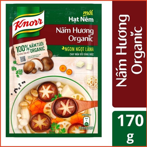 Hạt nêm Knorr chay Nấm Hương Organic gói 170g - Cho món ăn chay thêm ngon - bịch 170g
