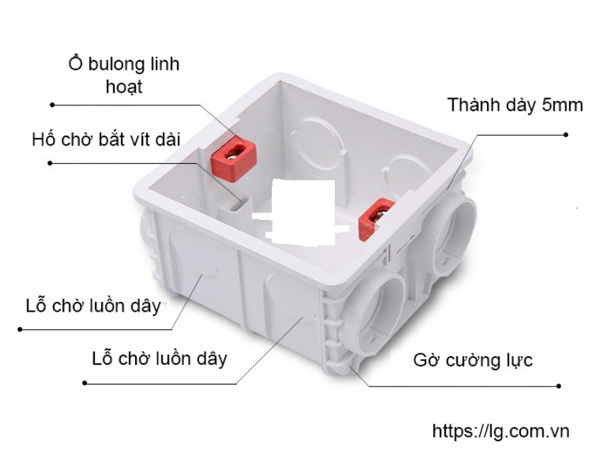Đế ổ điện âm tường cho ổ cắm điện vuông cao cấp