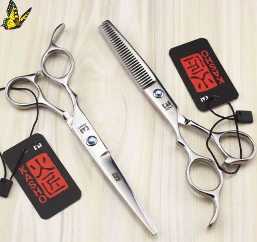 Bộ kéo cắt tóc tay trái Kasho trắng (Mua cặp tặng bao da, chỉnh kéo, lược toni guy)