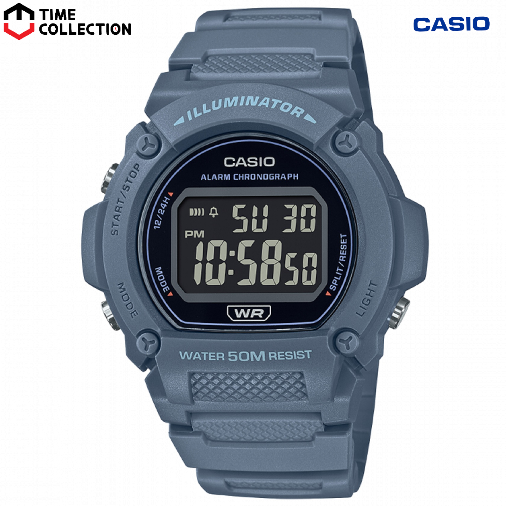 Casio W-219HC-2B Digital Rubber Strap Watch