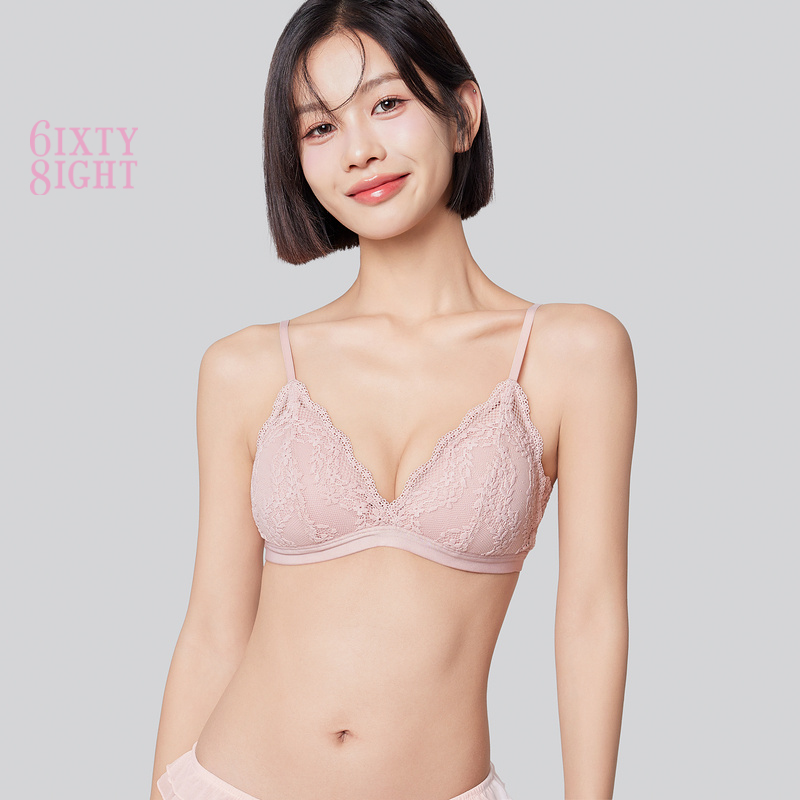 6IXTY8IGHT HIBAH, Wireless Lace Bralette Lightly Padded Cups for