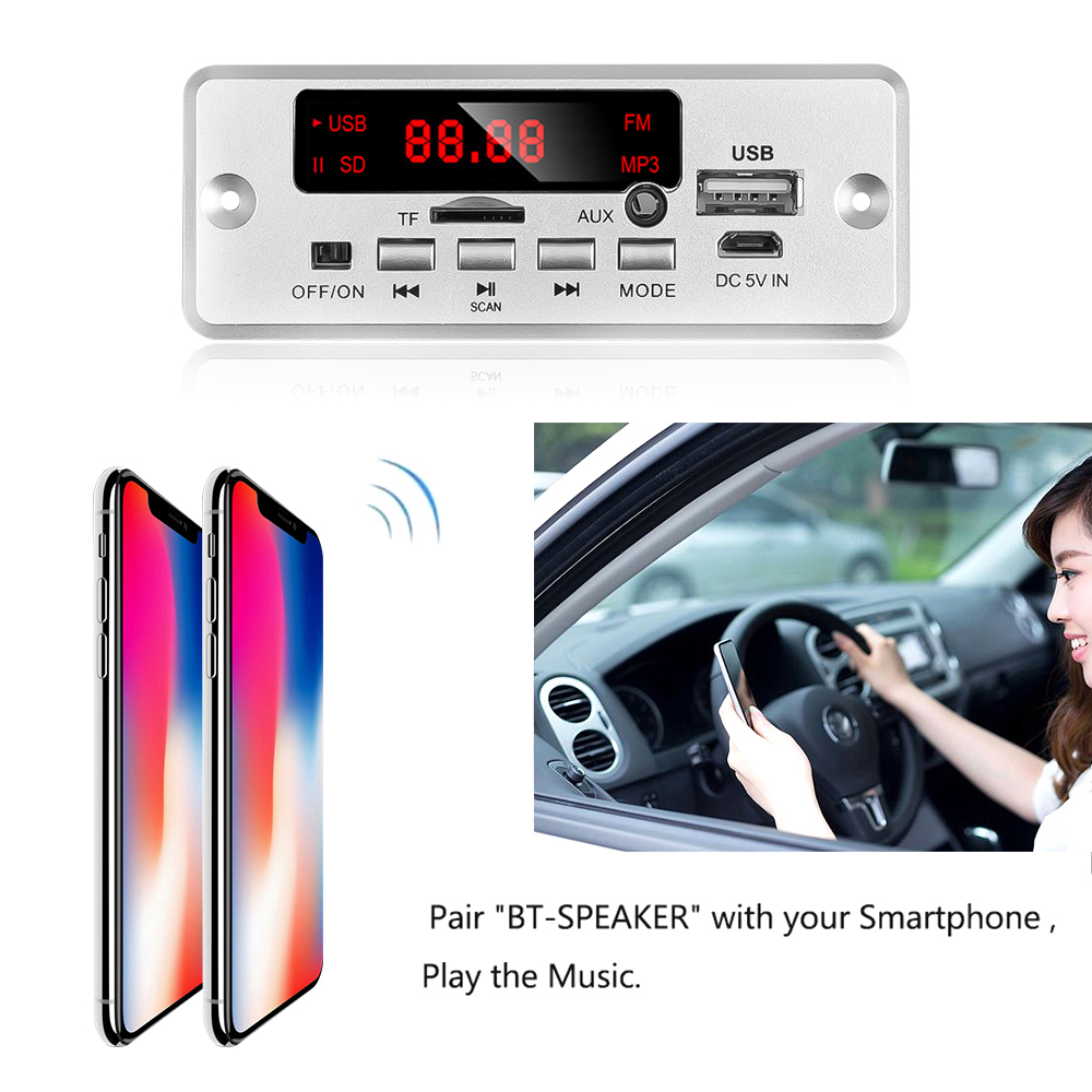 Bo Mạch Giải Mã Bluetooth 5.0 Không Dây Máy Nghe Nhạc MP3 Âm Thanh 12V Bộ Khuếch Đại 50W Xe Hơi FM USB TF Radio AUX Có Điều Khiển Từ Xa