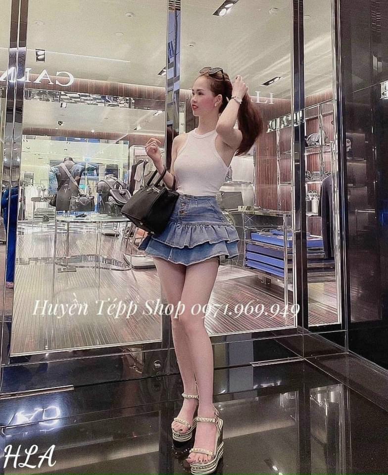 Chân váy Jean 2 tầng, 3 size HOT#58