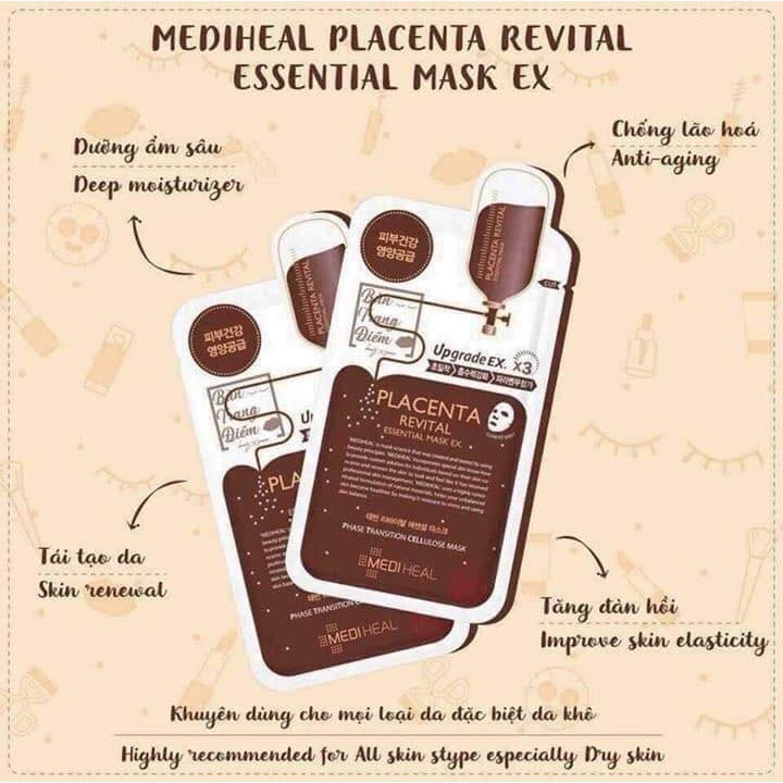 Combo 10 Mặt nạ Mediheal Essential Mask Ex 24ml ( Teatree, Placenta, Collagen, Vita Lightbeam)