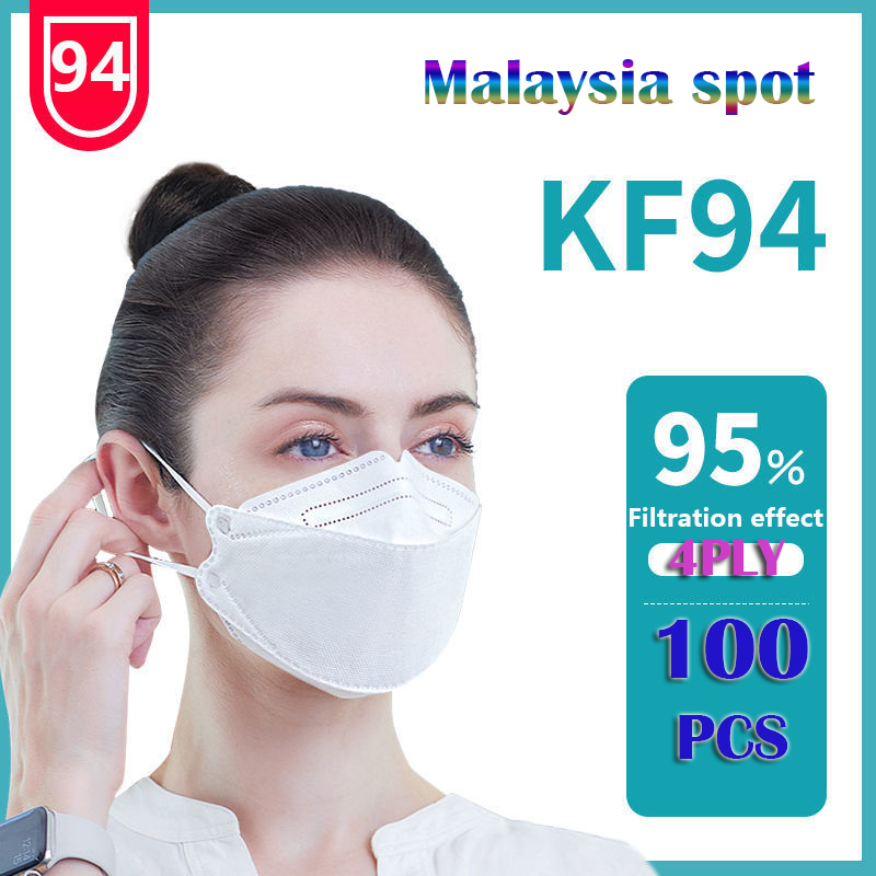 100pcs 4 ply face mask kf94 Black White Mask for adult 3D Breathable