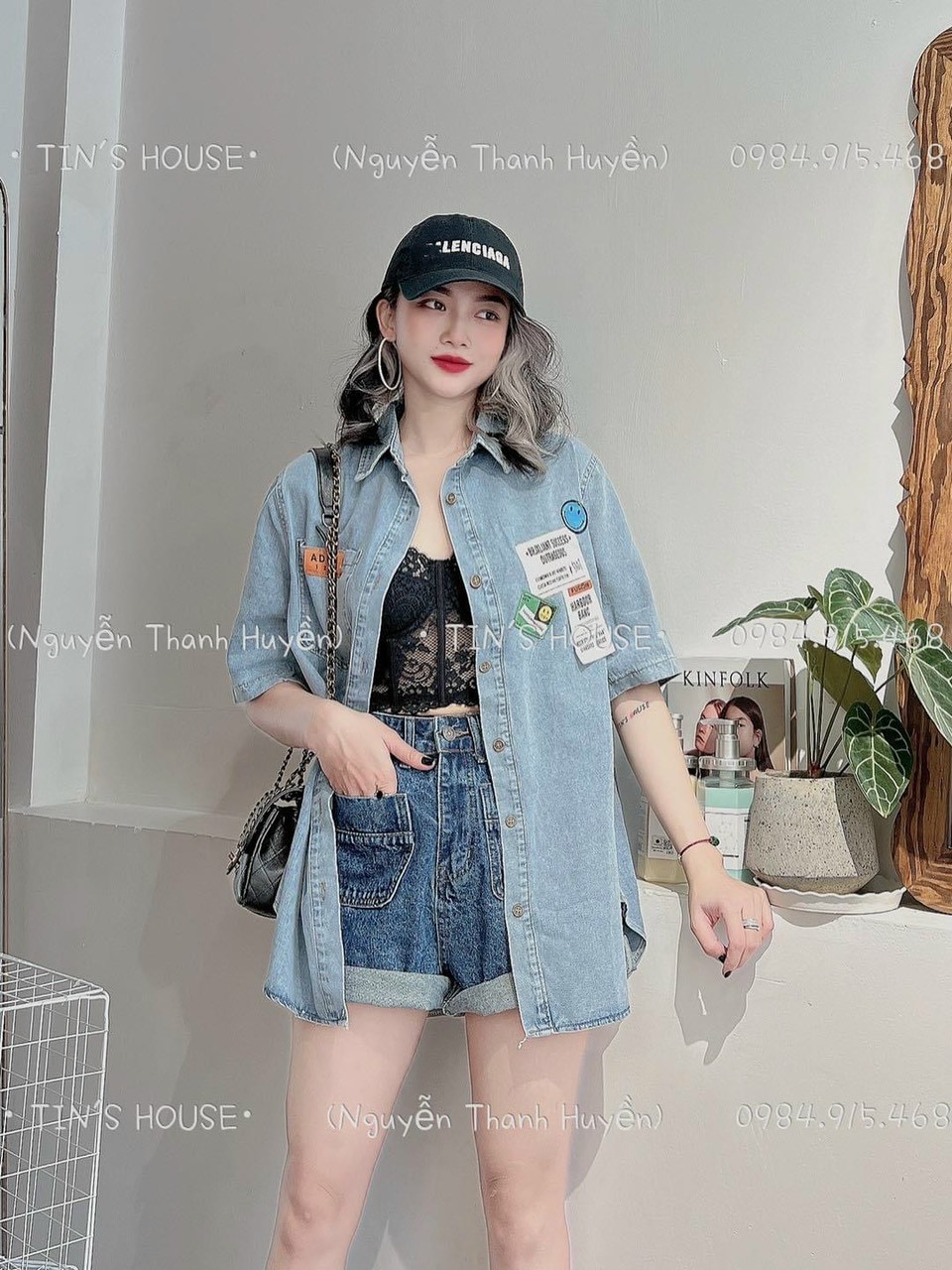 Áo sơ mi bò nữ in hình