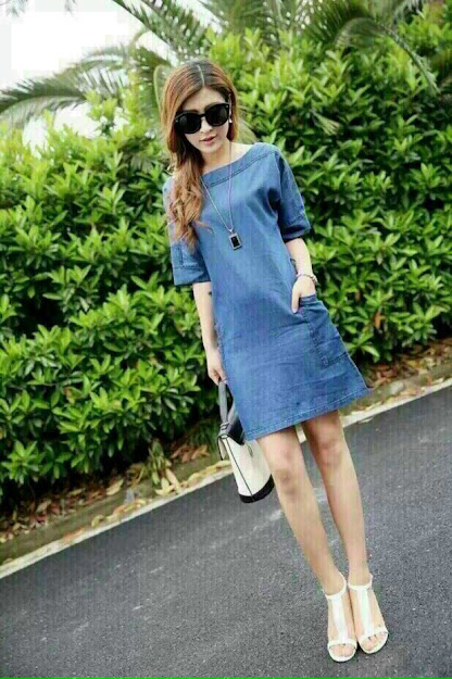 [HCM]ĐẦM JEAN SUÔNG CỔ THUYỀN