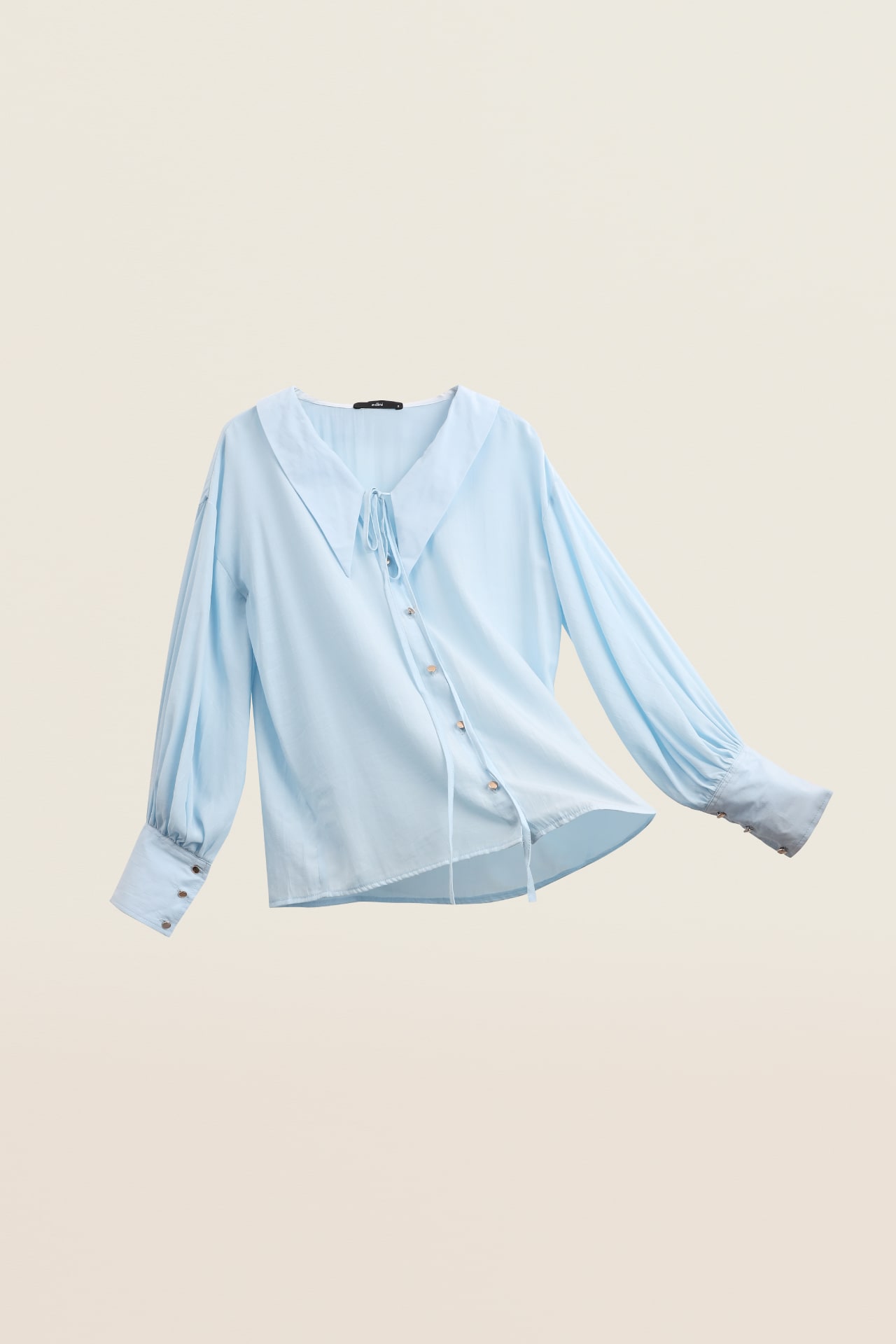 EDINI - Áo Kiểu Nữ Tay Phồng Cổ Buộc Dây A1297