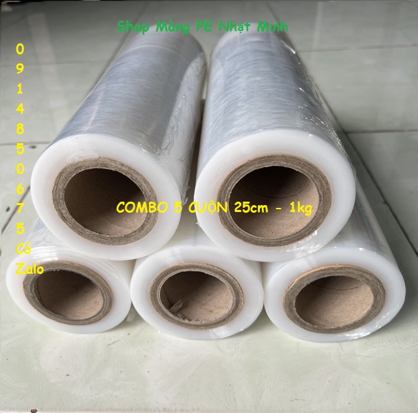 COMBO 5 cuộn màng PE quấn 25cm 1kg