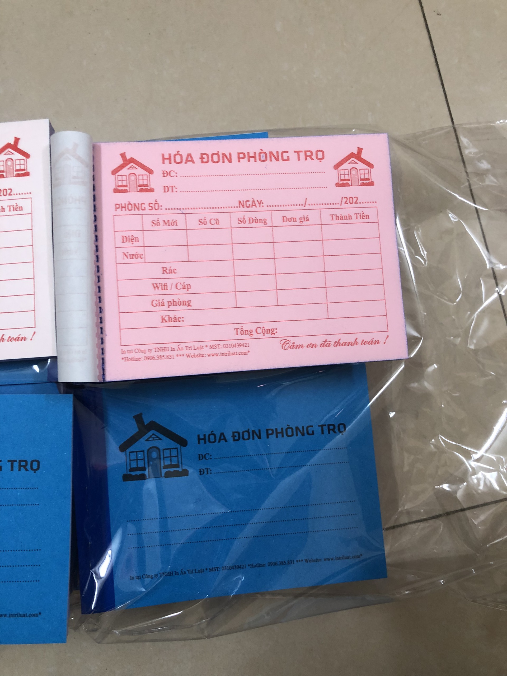 Hóa Đơn Phòng Trọ 2 liên khổ A6