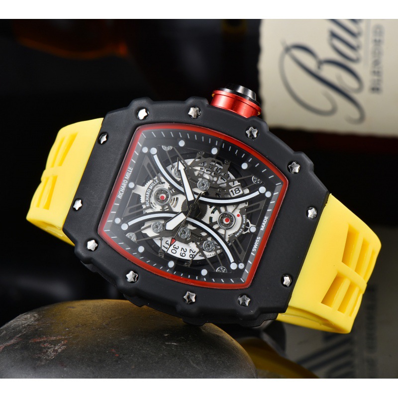 ⌚ 2024 Men's Rubber Band 3-Pin Second Quartz Running Ghost Head Richard Watch