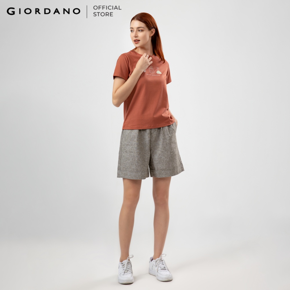 GIORDANO Quần Shorts Linen Nữ 05400233