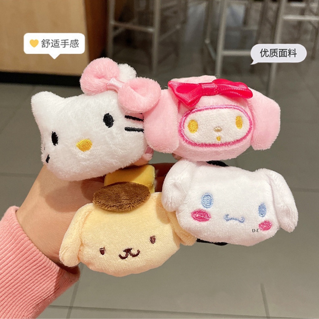 Kid Girl Hello Kitty Sanrio Slap Bracelet Plush Wristbands Bracelets Toy Gifts Birthday Party Cute Cartoon Kuromi Doll. 