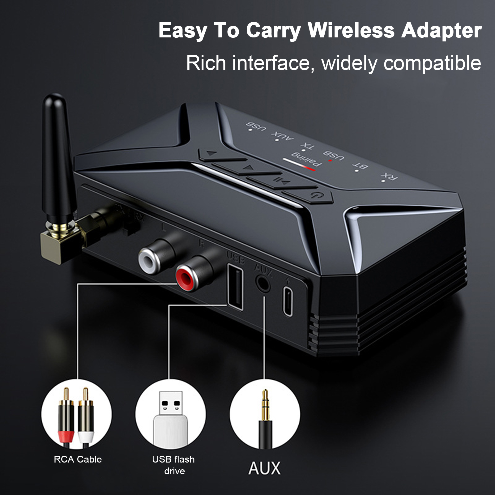 Low-latency Audio Transceiver Bluetooth-compatible Audio Transmitter Wireless Bluetooth 5.0 Audio Transmitter Receiver for Tv Pc Headphone Low Latency Compact Design