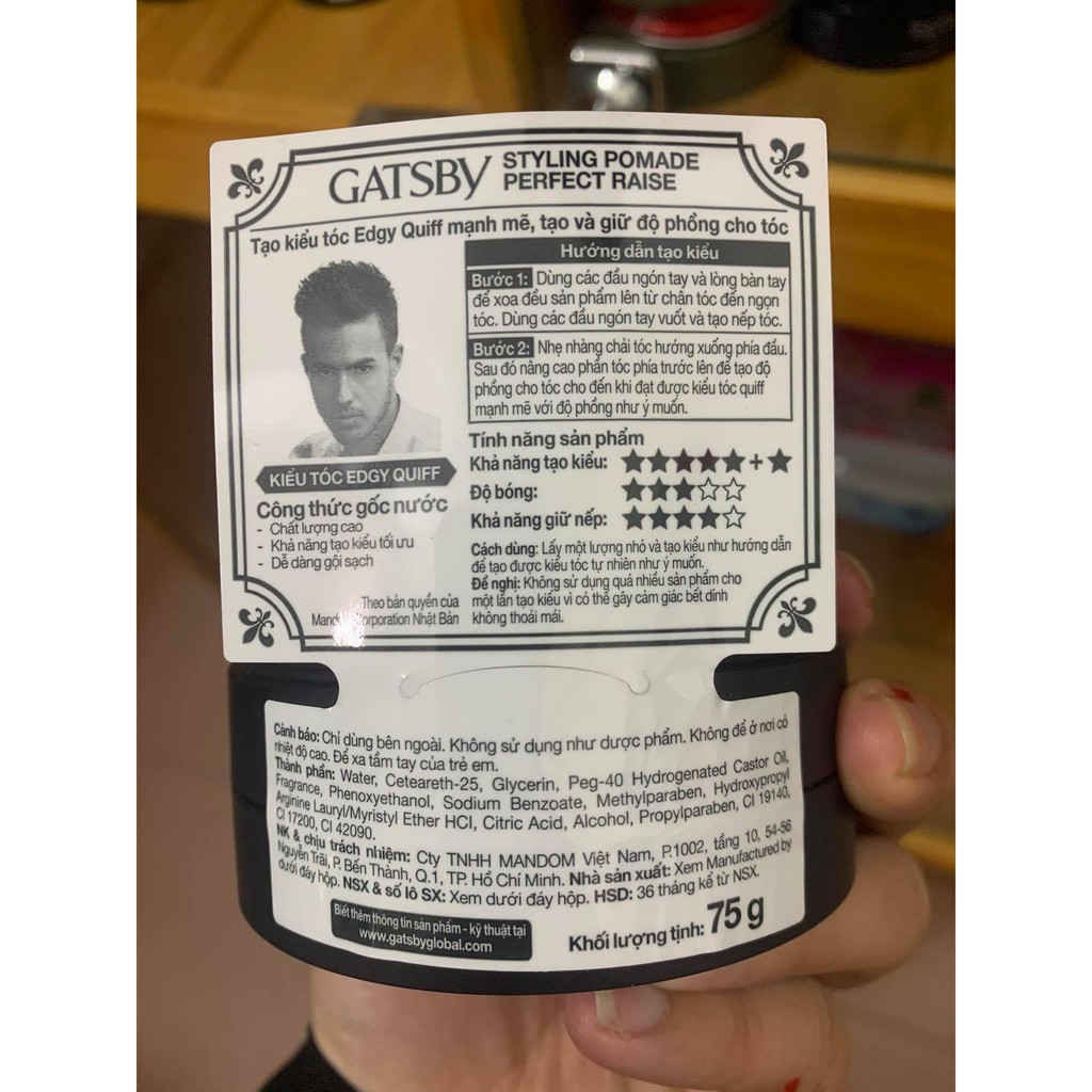 Sáp vuốt tóc nam Gatsby Styling Pomade Wax 75g