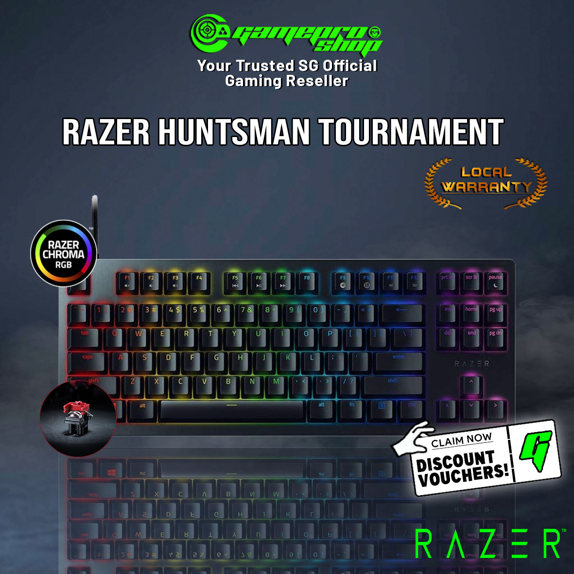 Razer Huntsman Tournament Edition Optical Gaming Keyboard Linear Optical Switch Rz03 R3m1 2y Lazada Singapore