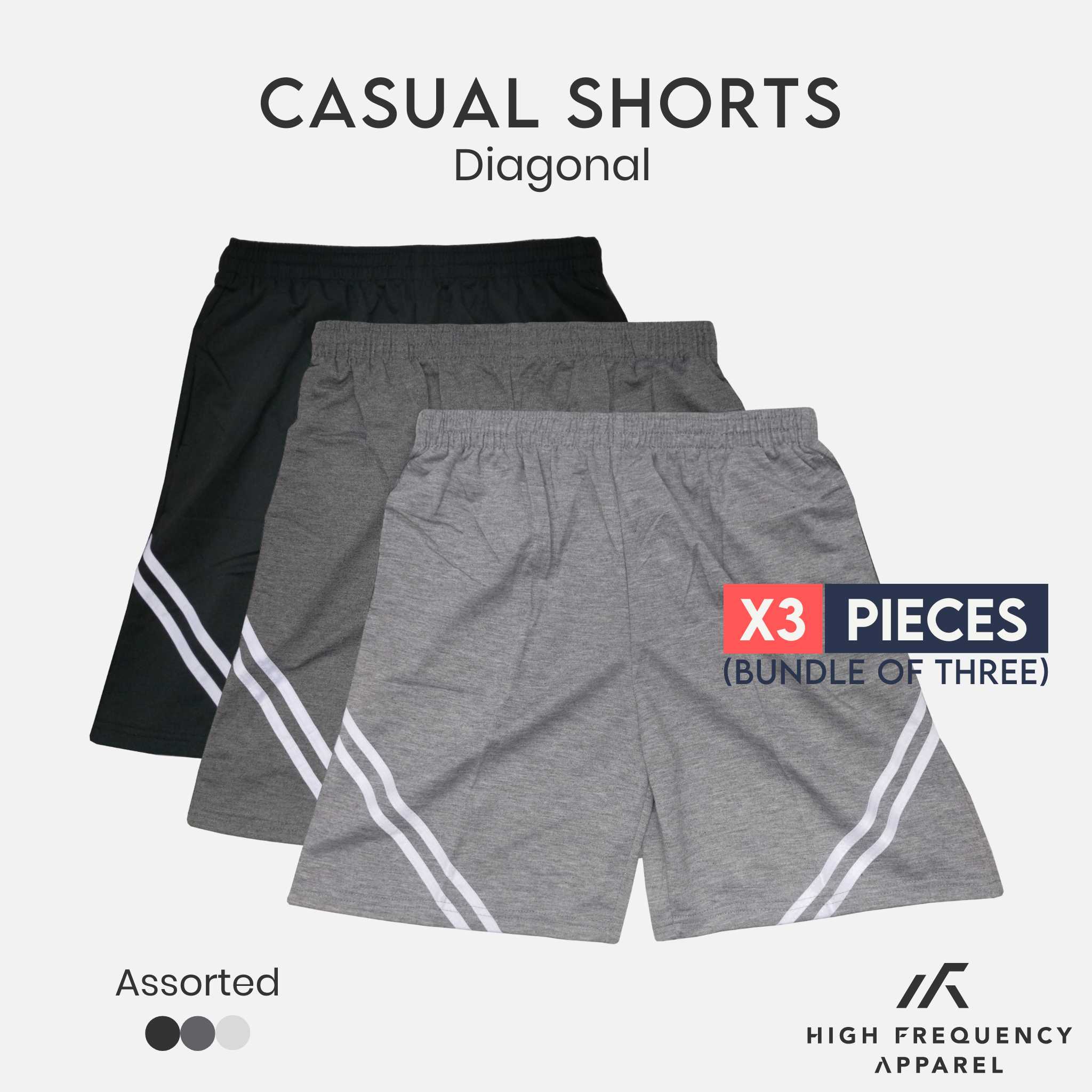 BUNDLE OF 3] PLUS Size Plain Unisex HF Casual Shorts, Home Shorts, Grey  Shorts, Men Shorts