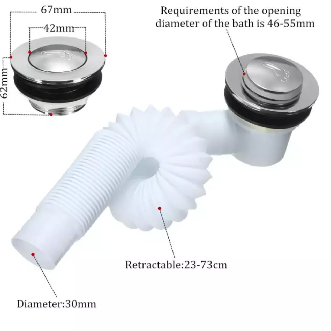 Xả đạp bồn tắm (Chân ren dài)